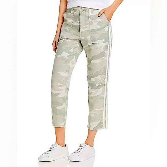 Mother Denim The Shaker Chop Crop Fray Desert Print Camo Cropped Pants, Size 27 - Picture 1 of 15